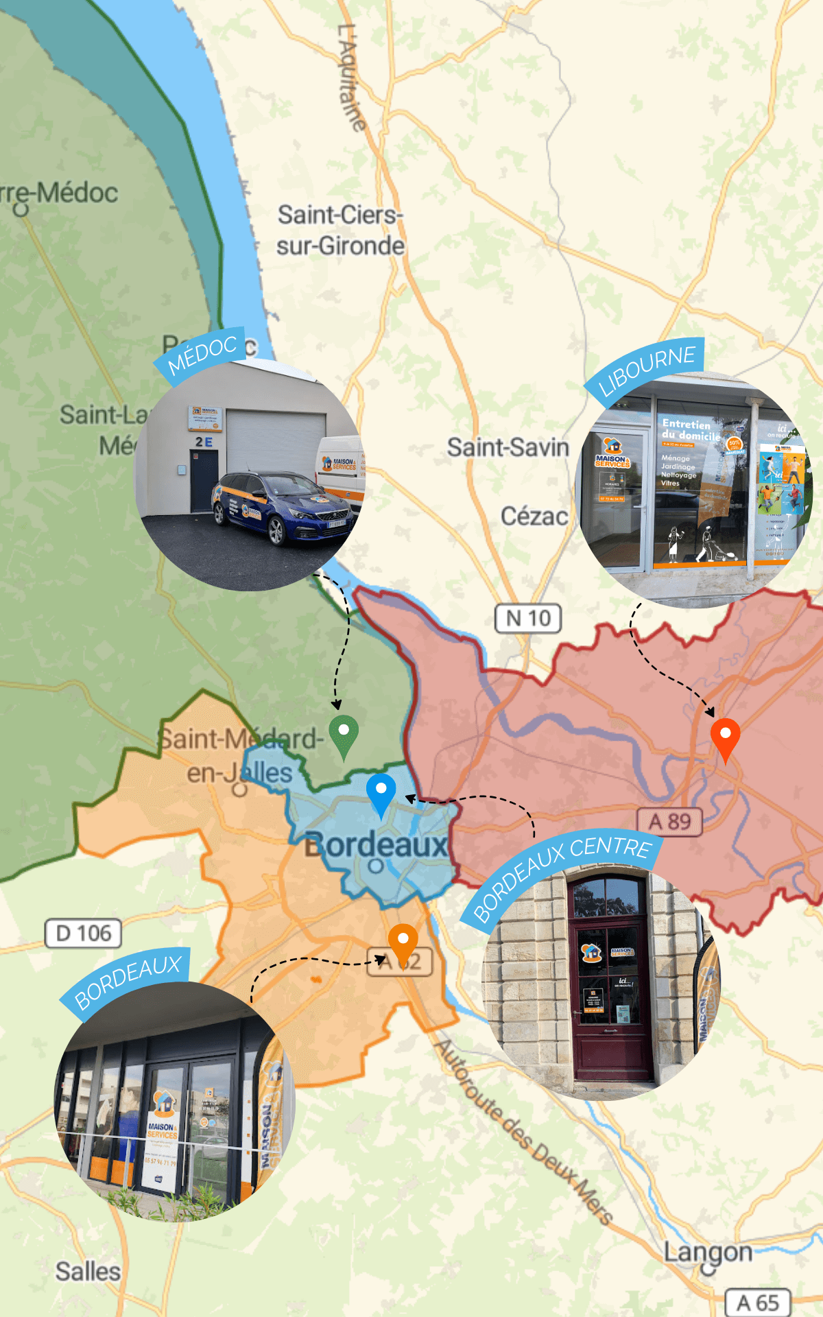 CARTE DES ENTREPRISES MAISON ET SERVICES A BORDEAUX